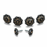 Antique Silver Champagne and Jet Saddle Conchos