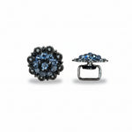 Antique Silver Light Sapphire - Jet Crystal Conchos | Sizes 1"- 3" | Buckles | Saddle Set | Leather Rosettes | Slide