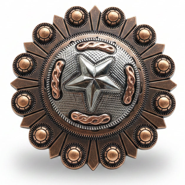 Antique Silver Texas Star Western Concho W187