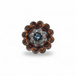 Antique Silver Light Sapphire - Jet Crystal Conchos | Sizes 1"- 3" | Buckles | Saddle Set | Leather Rosettes | Slide