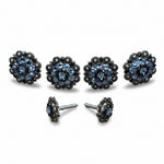Antique Silver Light Sapphire - Jet Crystal Conchos | Sizes 1"- 3" | Buckles | Saddle Set | Leather Rosettes | Slide