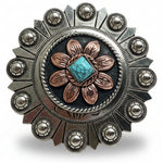 Copper Turquoise Sunflower Western Concho W188