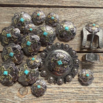 Antique Silver & Gold Western Concho W189