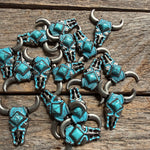 Turquoise Steer Head Western Concho W202