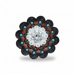 Bright Silver Clear Crystal Conchos | Sizes 1"- 3" | Buckles | Saddle Set | Leather Rosettes | Slide