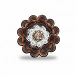 Bright Silver Champagne - AB Crystal Conchos | Sizes 1"- 3" | Buckles | Saddle Set | Leather Rosettes | Slide