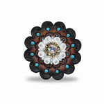 Bright Silver Champagne - AB Crystal Conchos | Sizes 1"- 3" | Buckles | Saddle Set | Leather Rosettes | Slide