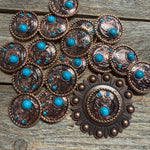 Copper Turquoise Blossom Western Concho W206