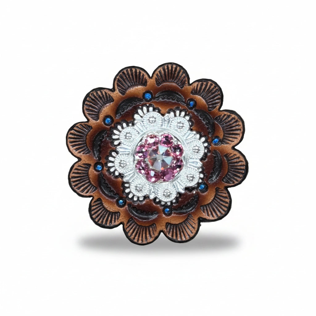 Bright Silver Pink - AB Crystal Conchos | Sizes 1"- 3" | Buckles | Saddle Set | Leather Rosettes | Slide