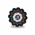 Bright Silver Amethyst - AB Crystal Conchos | Sizes 1"- 3" | Buckles | Saddle Set | Leather Rosettes | Slide
