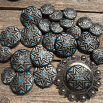 Starburst Antique Silver Turquoise Western Concho W214