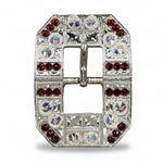 Bright Silver Ruby - AB Crystal Conchos | Sizes 1"- 3" | Buckles | Saddle Set | Leather Rosettes | Slide