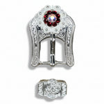 Bright Silver Ruby - AB Crystal Conchos | Sizes 1"- 3" | Buckles | Saddle Set | Leather Rosettes | Slide