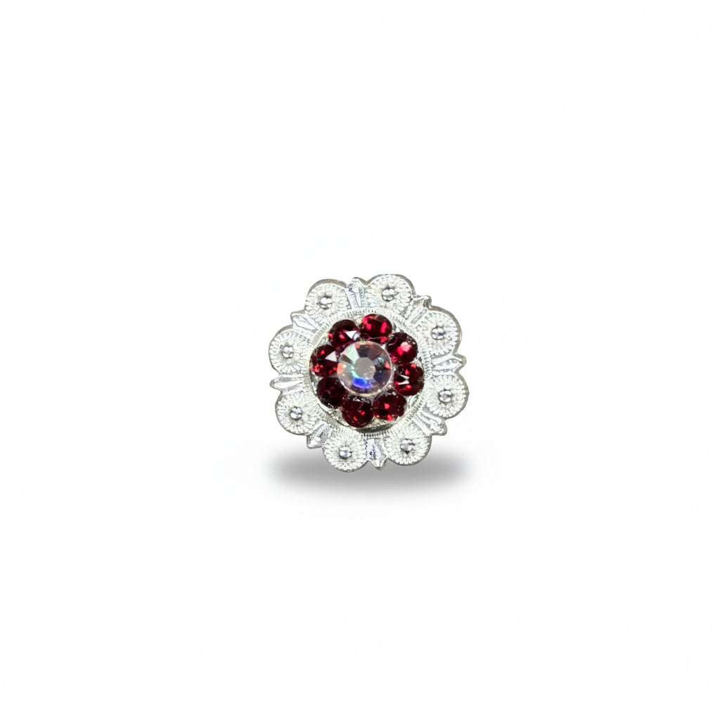 Bright Silver Ruby - AB Crystal Conchos | Sizes 1"- 3" | Buckles | Saddle Set | Leather Rosettes | Slide
