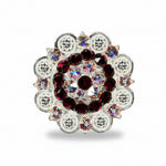 Bright Silver Ruby - AB Crystal Conchos | Sizes 1"- 3" | Buckles | Saddle Set | Leather Rosettes | Slide
