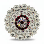 Bright Silver Ruby - AB Crystal Conchos | Sizes 1"- 3" | Buckles | Saddle Set | Leather Rosettes | Slide
