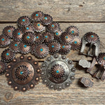Antique Silver and Copper Floral Western Concho W220