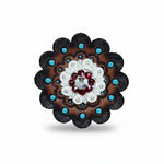 Bright Silver Ruby - AB Crystal Conchos | Sizes 1"- 3" | Buckles | Saddle Set | Leather Rosettes | Slide