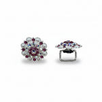 Bright Silver Fuchsia - AB Crystal Conchos | Sizes 1"- 3" | Buckles | Saddle Set | Leather Rosettes | Slide