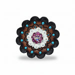 Bright Silver Fuchsia - AB Crystal Conchos | Sizes 1"- 3" | Buckles | Saddle Set | Leather Rosettes | Slide