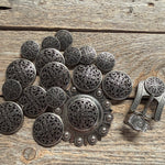 Antique Silver Floral Engraved Western Concho W225