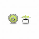 Bright Silver Neon Yellow - AB Crystal Conchos| Sizes 1"- 3" | Buckles | Saddle Set | Leather Rosettes | Slide