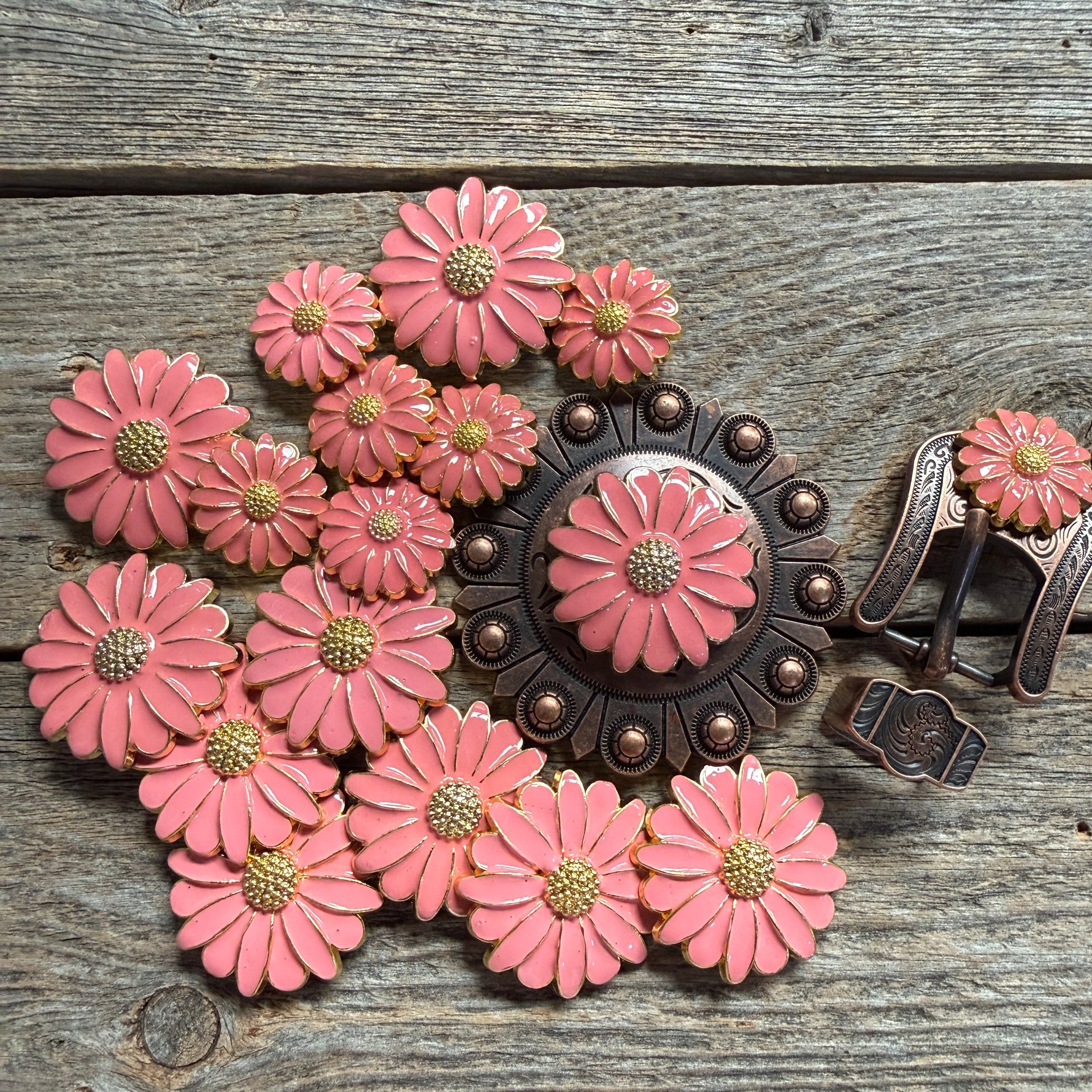 Pink Flower Western Concho W228