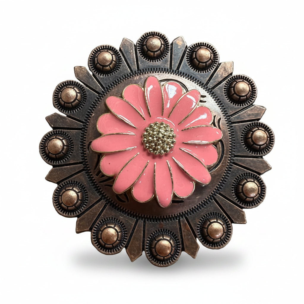 Pink Flower Western Concho W228