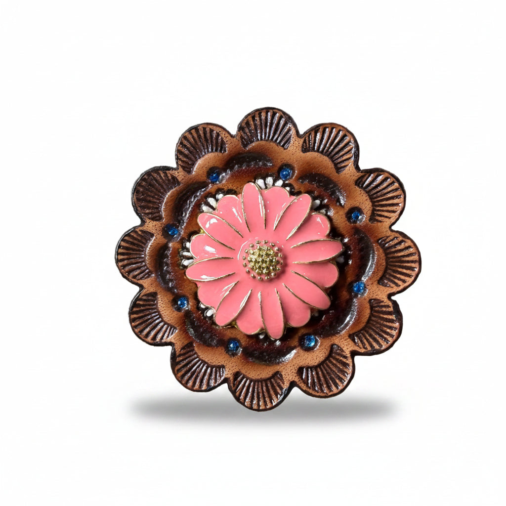 Pink Flower Western Concho W228