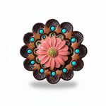 Pink Flower Western Concho W228