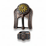 Copper Yellow Daisy Western Concho W229