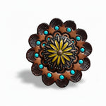 Copper Yellow Daisy Western Concho W229