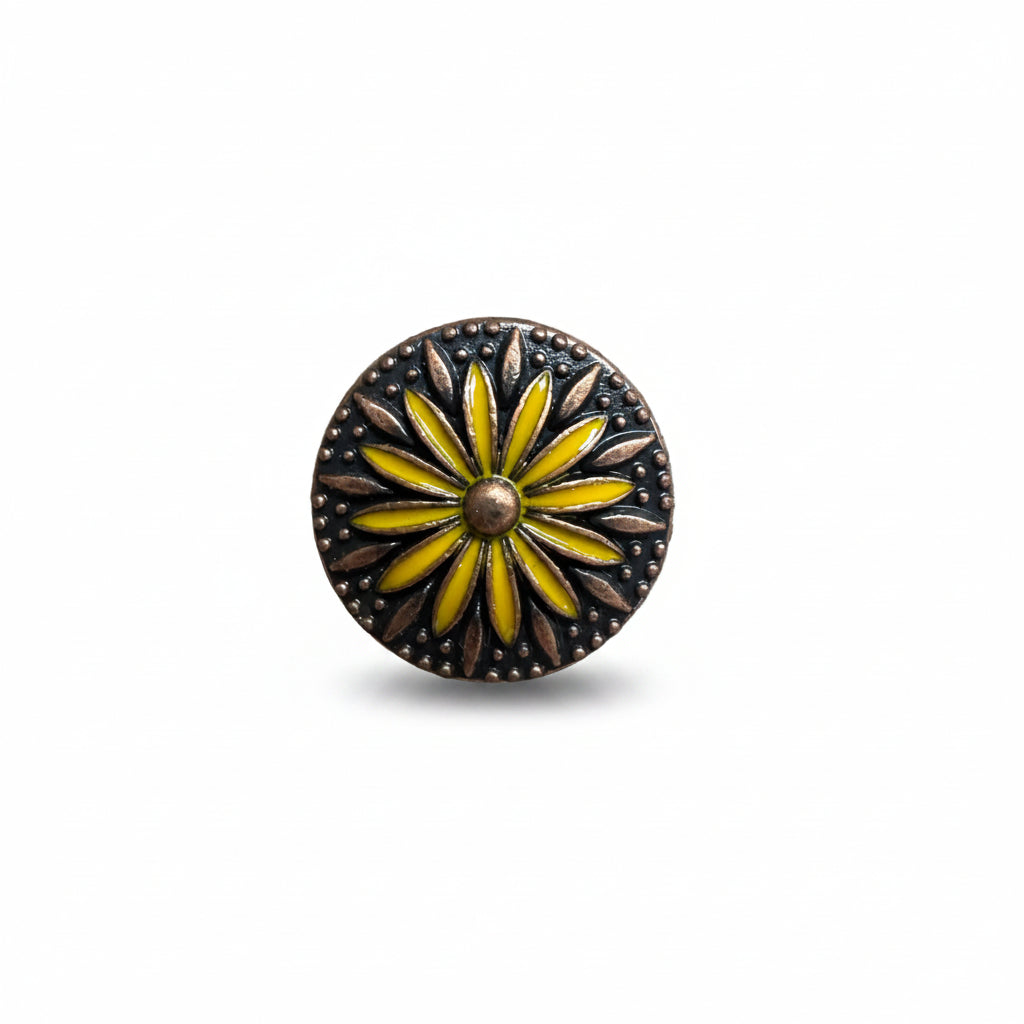 Copper Yellow Daisy Western Concho W229