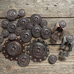 Antique Silver Flower and Dots Western Concho W230