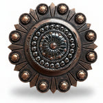Antique Silver Flower and Dots Western Concho W230