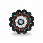 Bright Silver Jet - Clear Crystal Conchos | Sizes 1"- 3" | Buckles | Saddle Set | Leather Rosettes | Slide
