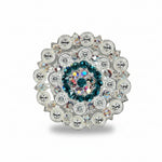 Bright Silver Teal - AB Crystal Conchos | Sizes 1"- 3" | Buckles | Saddle Set | Leather Rosettes | Slide