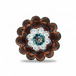 Bright Silver Teal - AB Crystal Conchos | Sizes 1"- 3" | Buckles | Saddle Set | Leather Rosettes | Slide