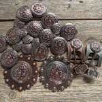 Antique Silver Flower and Loops Western Concho W235