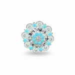 Bright Silver Turquoise - Clear Crystal Conchos | Sizes 1"- 3" | Buckles | Saddle Set | Leather Rosettes | Slide