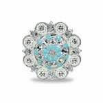 Bright Silver Turquoise - Clear Crystal Conchos | Sizes 1"- 3" | Buckles | Saddle Set | Leather Rosettes | Slide