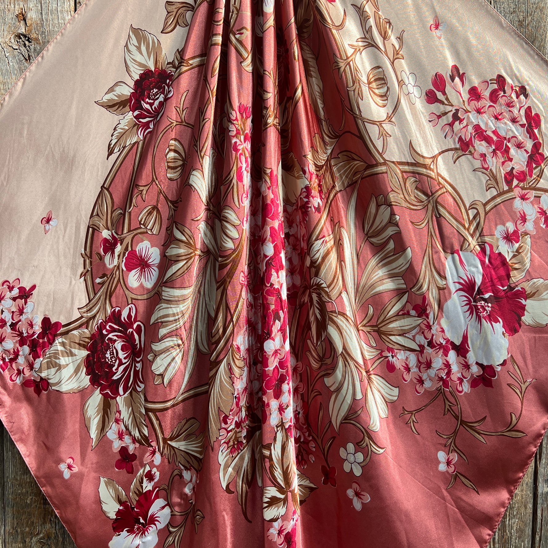 35X35" Raspberry Pink Floral Wild Rag / Scarf WR403