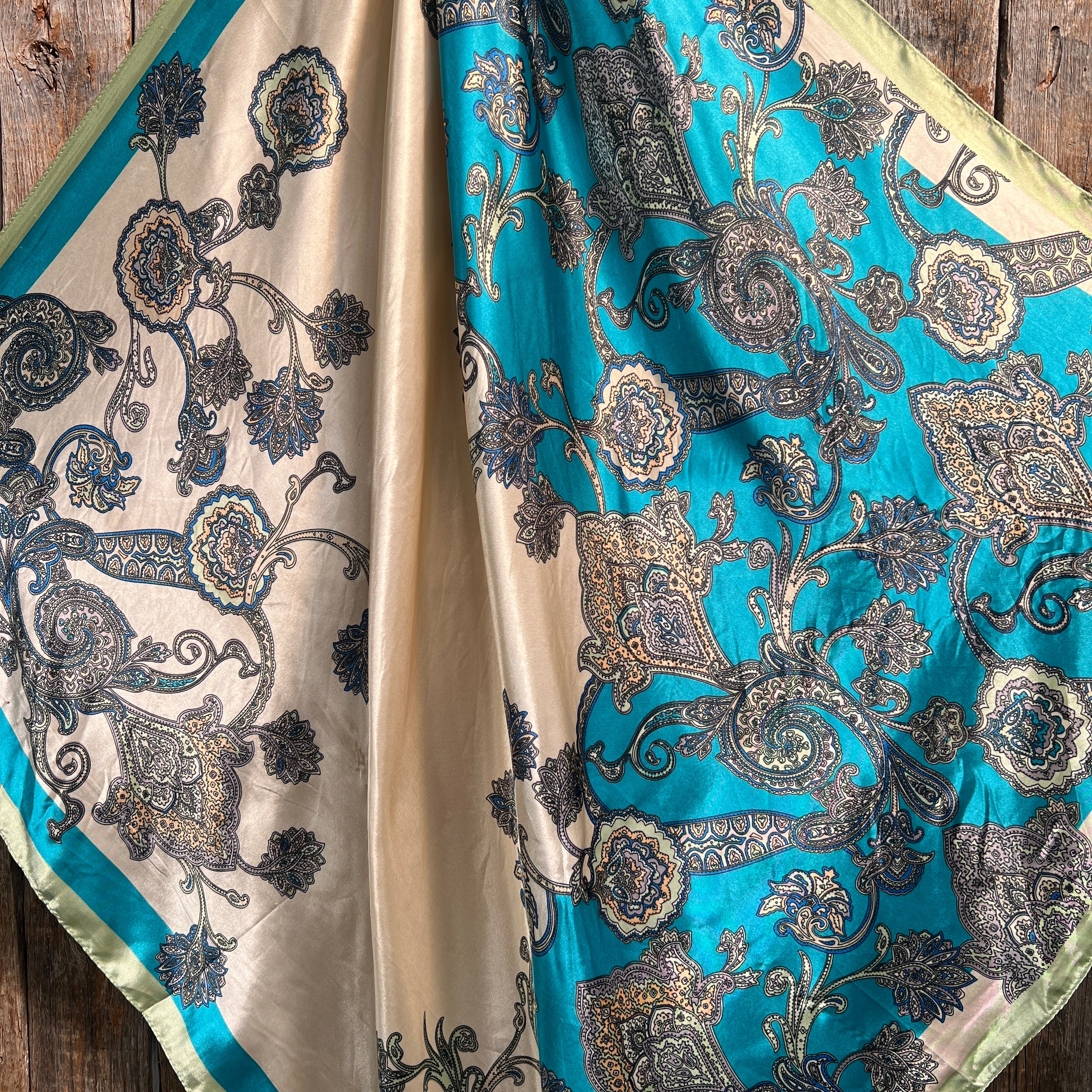 35X35" Turquoise Paisley Wild Rag / Scarf WR299