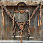 Two Tone Floral Triangle / Gladiator Browband/ One Ear Breastcollar Tack Set