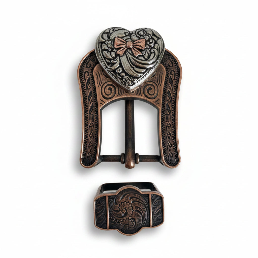 Antique Silver and Copper Heart Concho W263