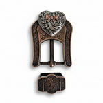 Antique Silver and Copper Heart Concho W263
