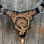 Two Tone Floral Triangle / Gladiator Browband/ One Ear Breastcollar Tack Set