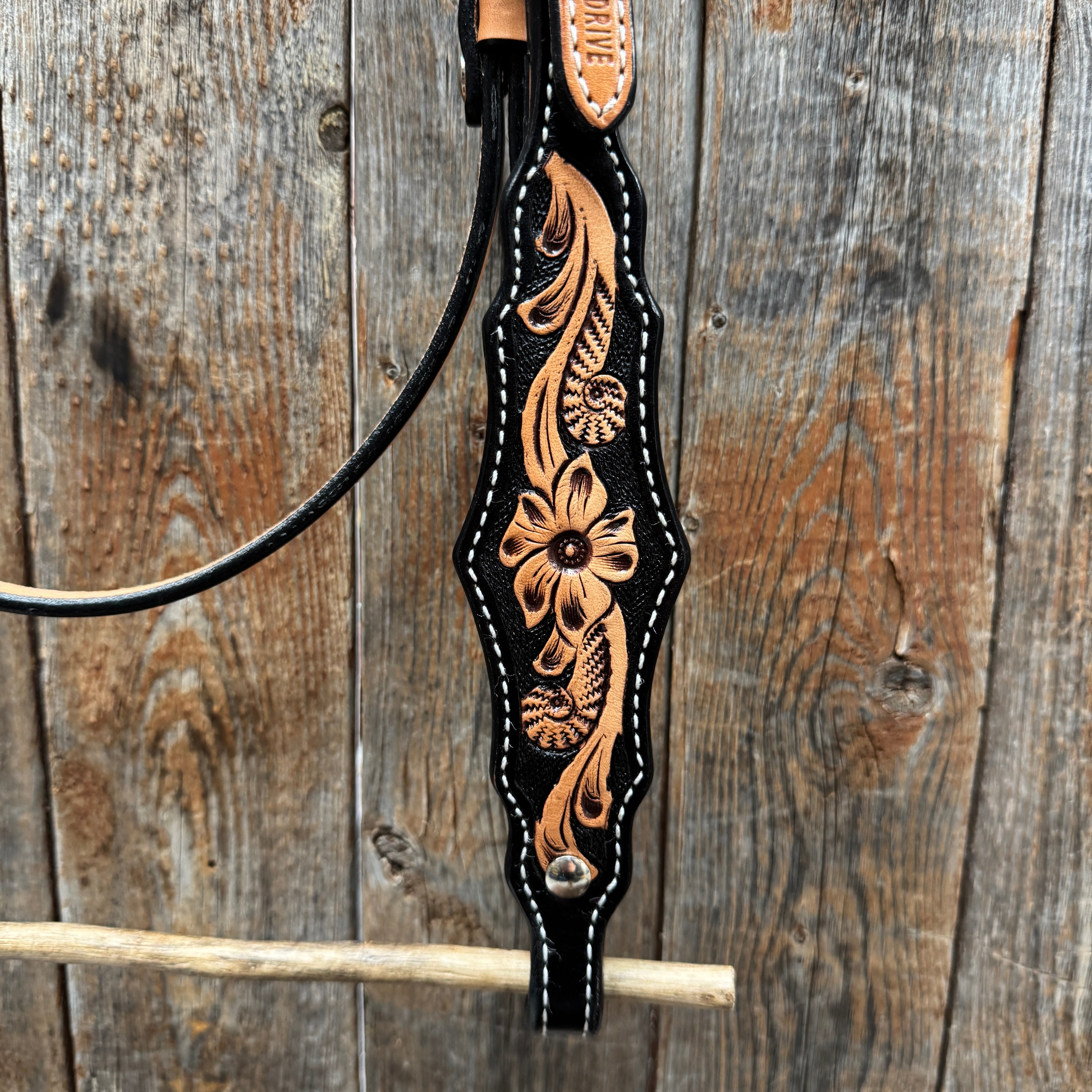 Two Tone Floral Browband Headstall / Bridle #24384