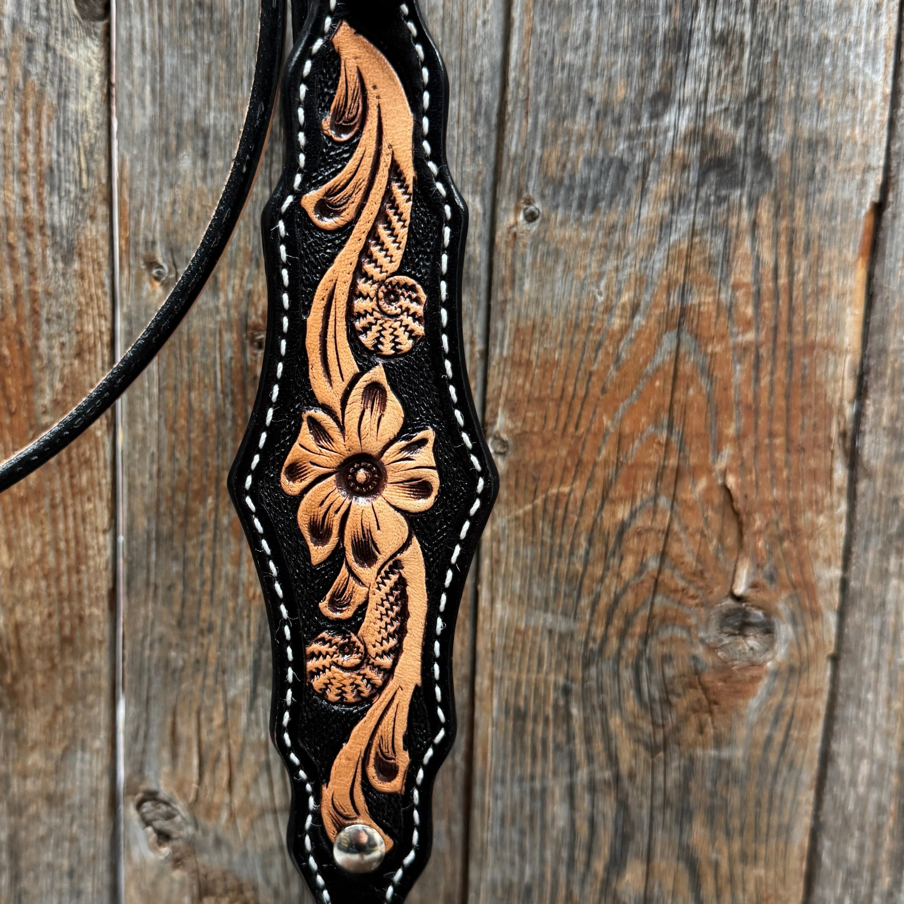 Two Tone Floral One Ear Headstall / Bridle #24385