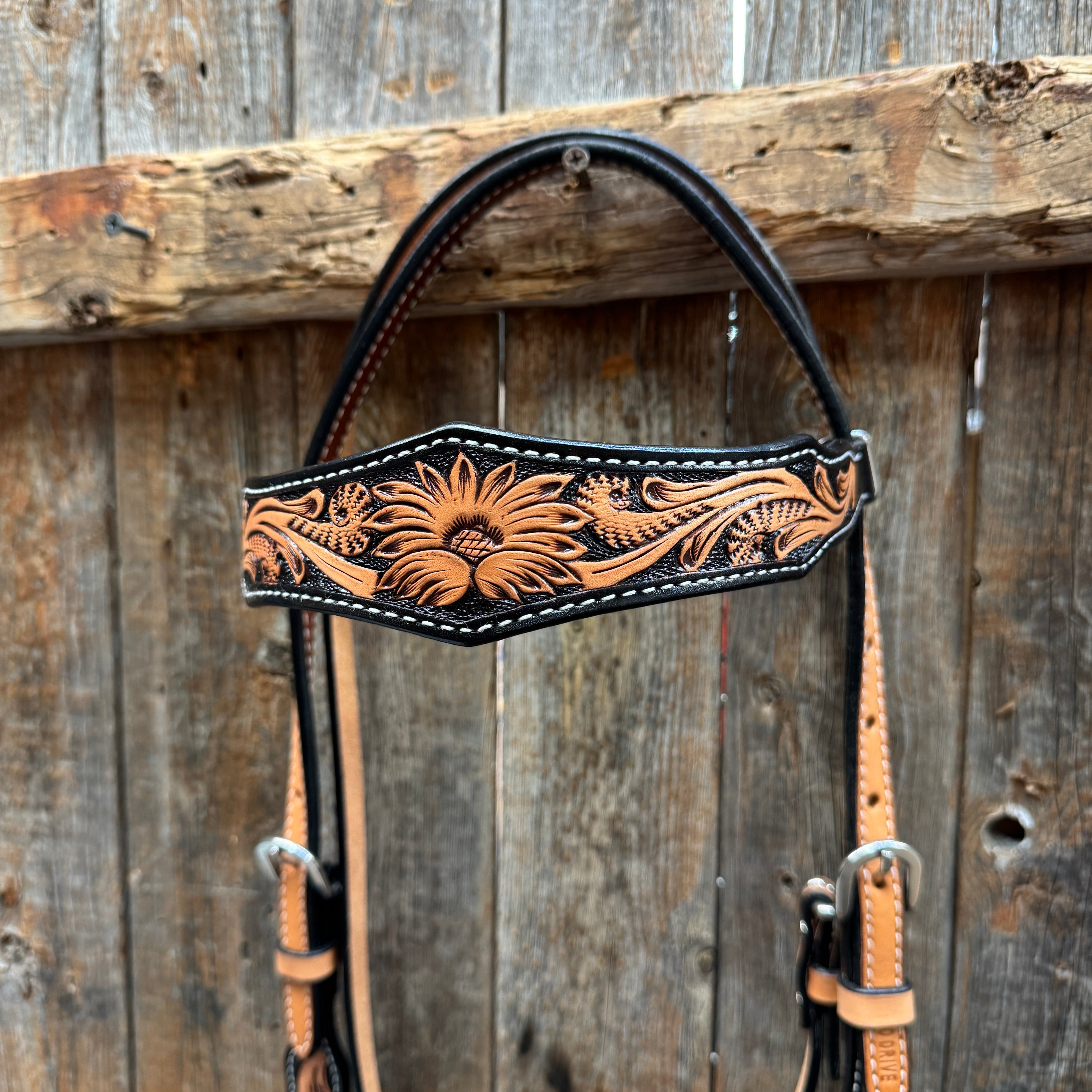 Two Tone Floral Browband Headstall / Bridle #24384